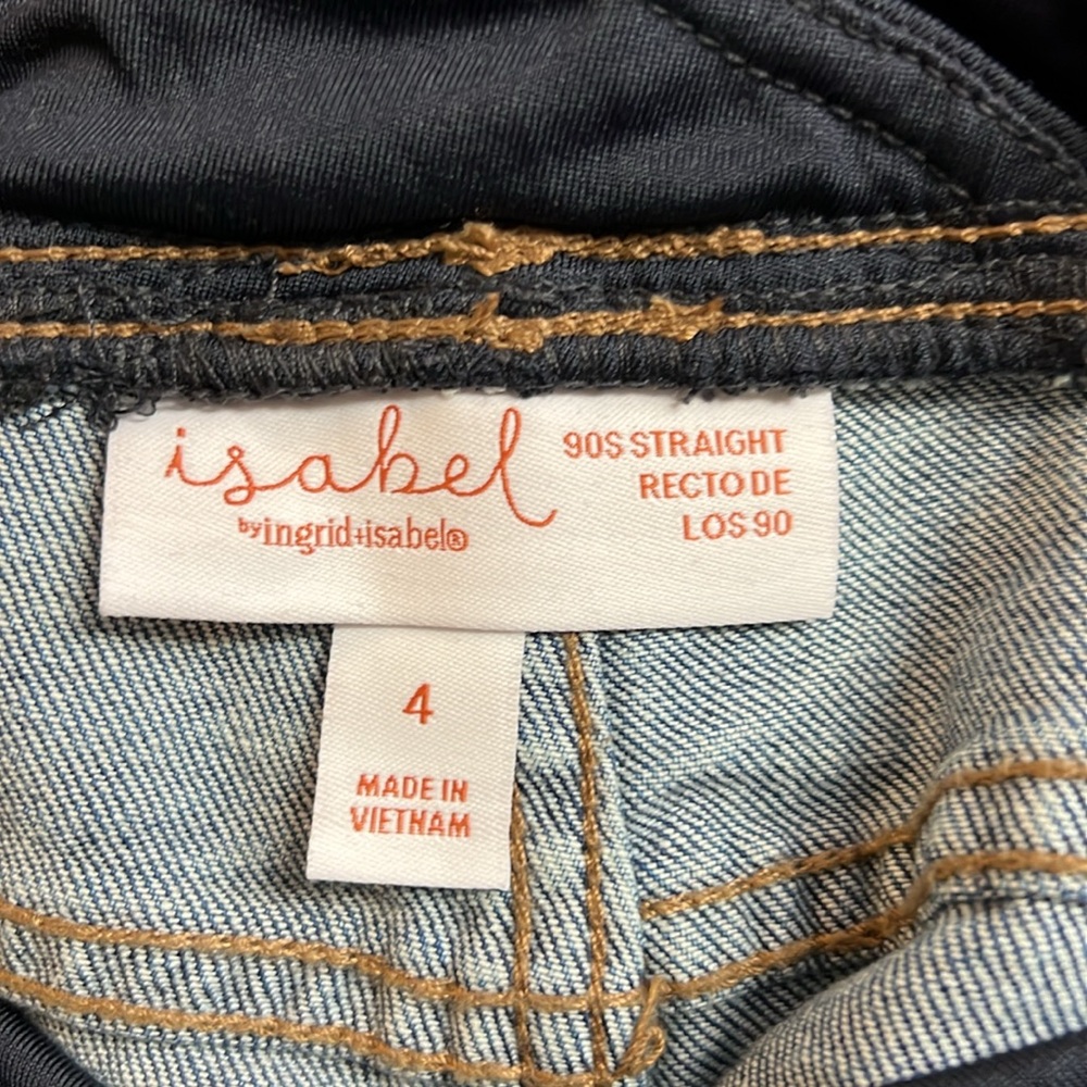 Isabel Maternity 90’s Straight Blue Jeans w/‎ Full Belly Panel- 4 - Picture 4 of 5